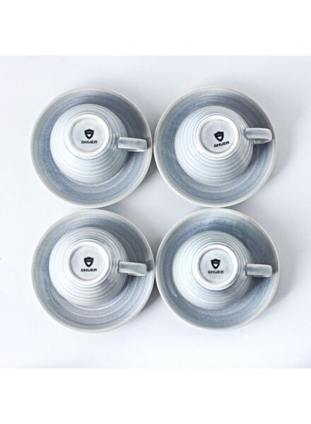 طقم فنجان قهوة مع صحون سيراميك 8 قطع كيلن - أزرق