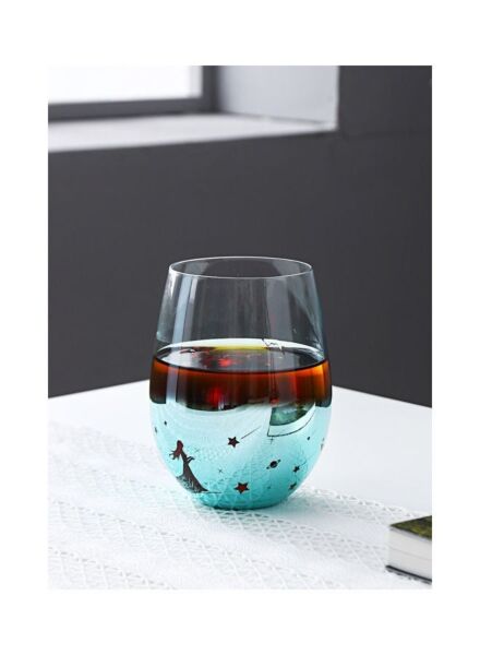 كأس زجاج كريستالي - شفاف وأخضر