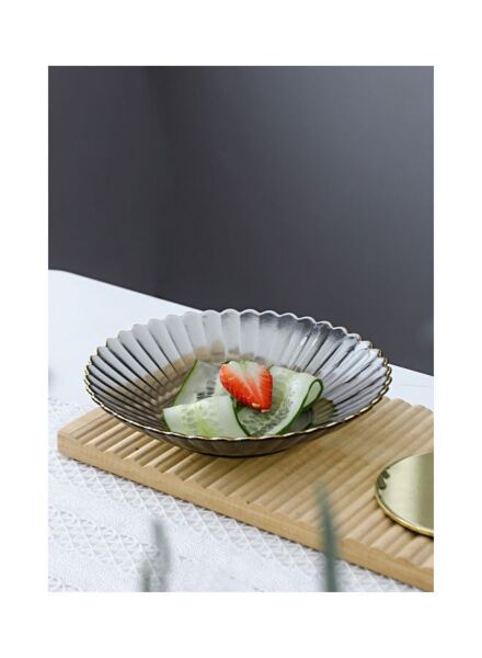 طبق تقديم زجاجي بابان - رمادي