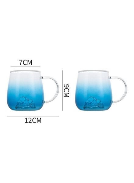 طقم أكواب زجاجية بمقبض قطعتين ريتا - أزرق وشفاف