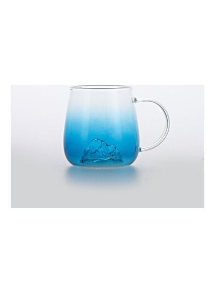 طقم أكواب زجاجية بمقبض قطعتين ريتا - أزرق وشفاف