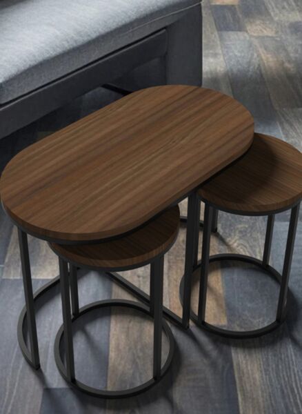 طقم طاولة قهوة ايلين - خشبي فاتح واسود