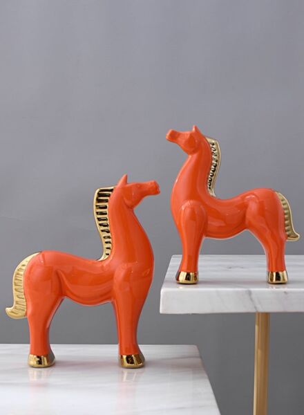 تحفة ديكور هورس قطعتين - برتقالي