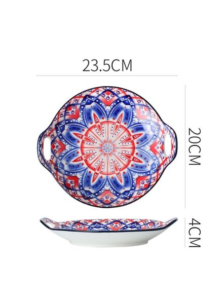 طقم أطباق دائرية مطلية يدويا 4 قطع - متعدد الالون