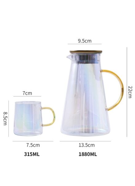 طقم أكواب مياه زجاجية مع ابريق 5 قطع