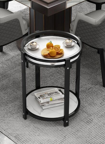 طاولة جانبية ذات طبقتين للتخزين البرت - اسود