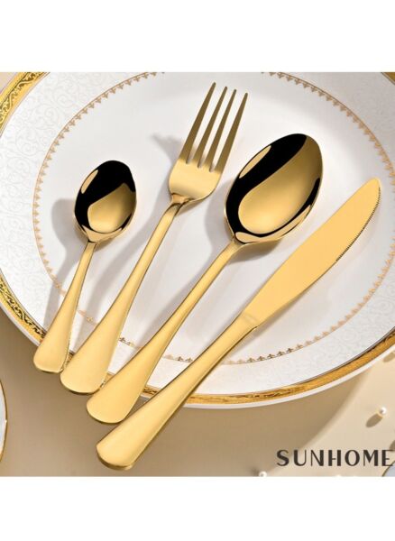 طقم أدوات مائدة 24 قطعة ذهبي سنهوم