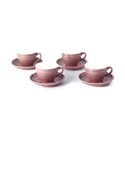 طقم فنجان قهوة وصحون 8 قطع كيلن - وردي