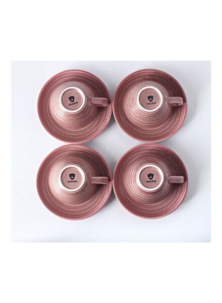 طقم فنجان قهوة وصحون 8 قطع كيلن - وردي