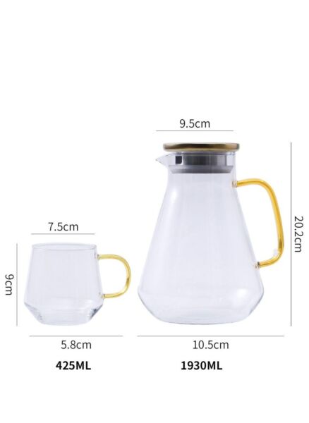 طقم ابريق مع أكواب 5 قطع - شفاف