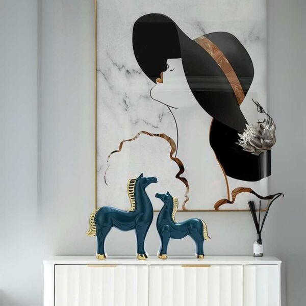 تحفة ديكور هورس قطعتين - اخضر