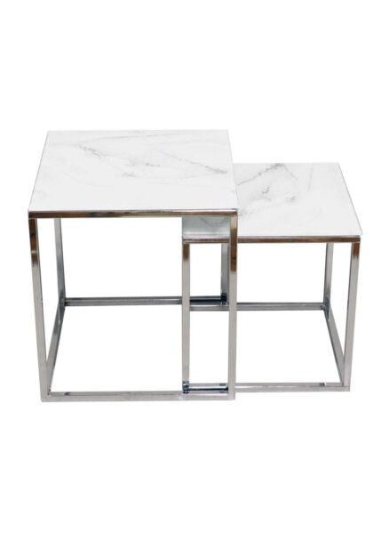 طقم طاولة جانبية رخامية فيسون - فضي