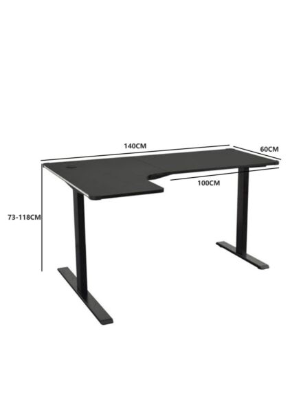 طاولة مكتب كهربائية قابلة لضبط الارتفاع بمحرك واحد - اسود