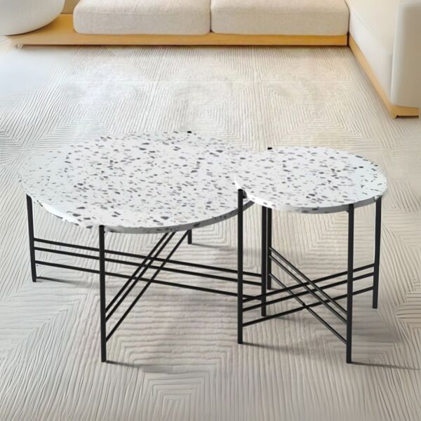 طقم طاولة قهوة وطاولة جانبية روكا - ابيض