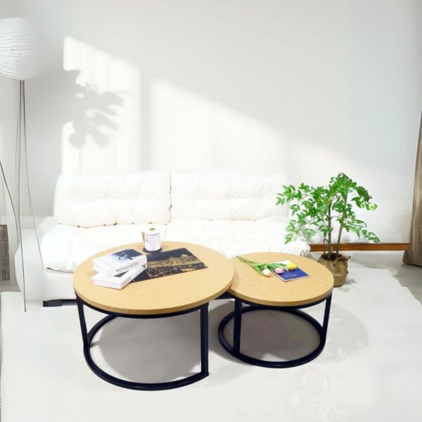 طقم طاولة قهوة وطاولة جانبية متداخل سيرا - بيج