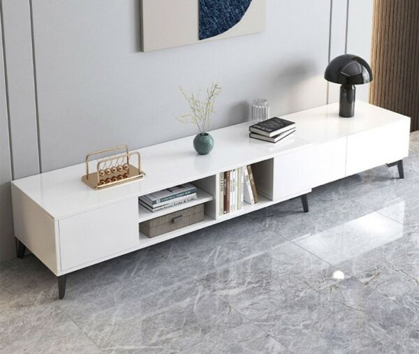 طاولة تلفزيون قابلة للسحب ريتا - ابيض