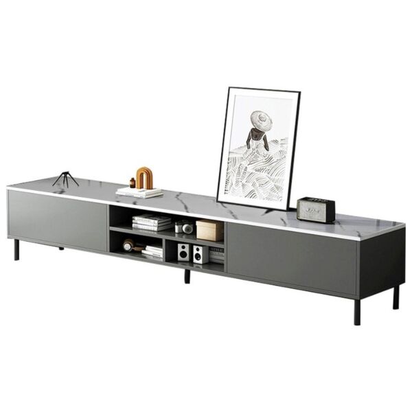 طاولة تلفزيون بمساحة تخزين من شاربدو - رمادي
