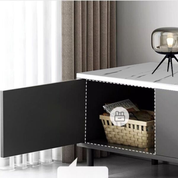 طاولة تلفزيون بمساحة تخزين من شاربدو - رمادي