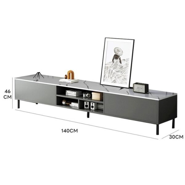 طاولة تلفزيون بمساحة تخزين من شاربدو - رمادي