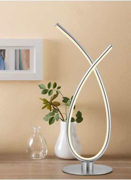 أبجورة طاولة بتقنية LED من جينيريك - فضي