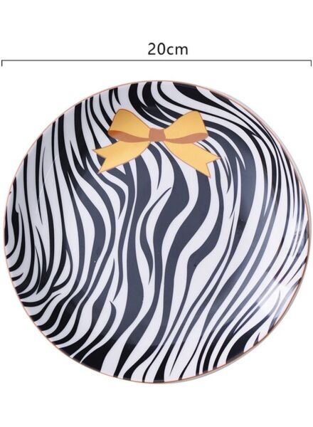 طبق تقديم سيراميك - أسود ومتعدد الالوان