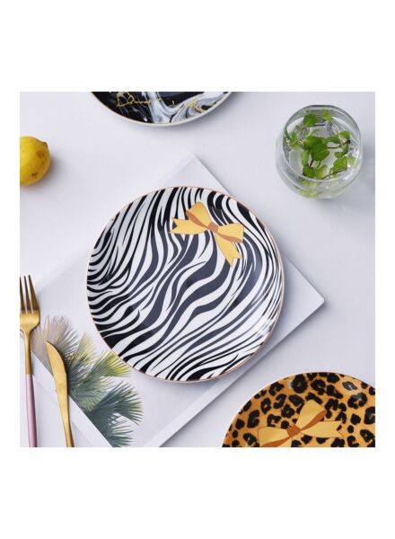 طبق تقديم سيراميك - أسود ومتعدد الالوان