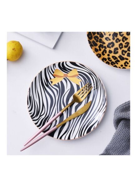 طبق تقديم سيراميك - أسود ومتعدد الالوان