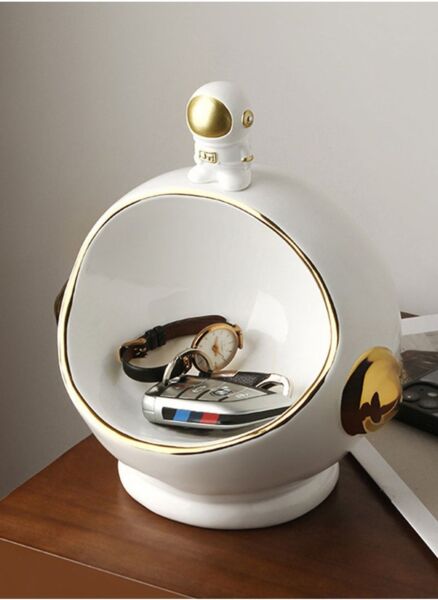 وعاء تقديم رائد الفضاء من جينيريك - أبيض وذهبي