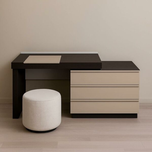 طاولة تزيين بدون مرآه روتيل - اسود وبيج فاتح