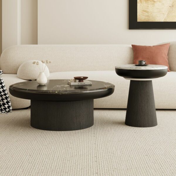 طاولة قهوة ريفا - اسود وابيض