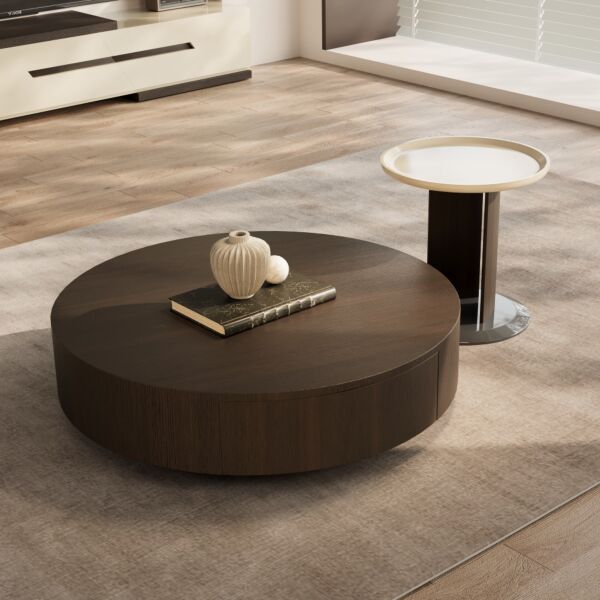 طاولة قهوة قطعتين توتالي - بني غامق وبيج