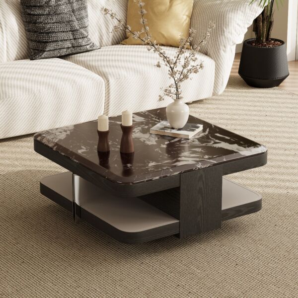 طاولة قهوة قطعتين كلوبا - اسود وبيج