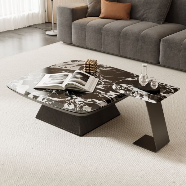 طاولة قهوة قطعتين يمام - اسود وابيض