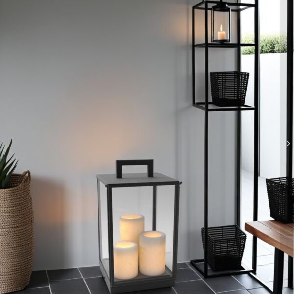 صندوق اضاءة شموع ديكورية خارجي - أسود