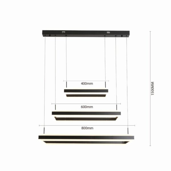 انارة معلقة مودرن 3حلقات مستطيلة