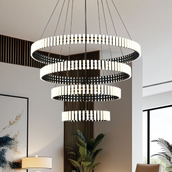 اضاءة معلقة نيوكلاسيك 4 حلقات 160 واط - اسود