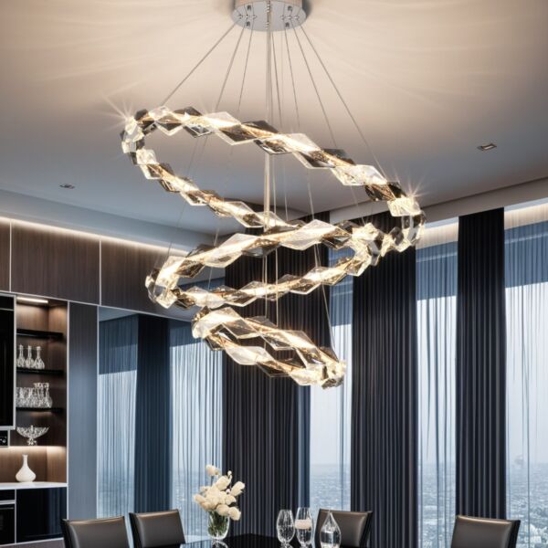 اضاءة معلقة مودرن 3 حلقات ايلا - فضي