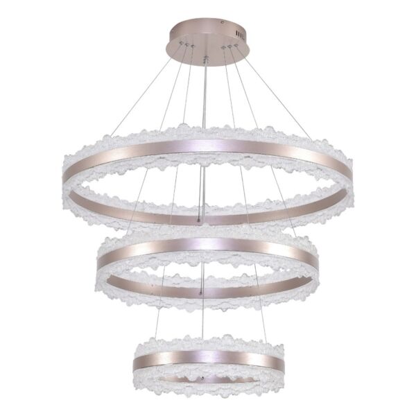 انارة معلقة ثلاثية دائرية بتصميم كريستالي ذهبي