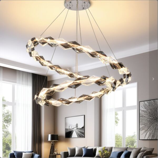 اضاءة معلقة مودرن حلقتين ايلا - فضي