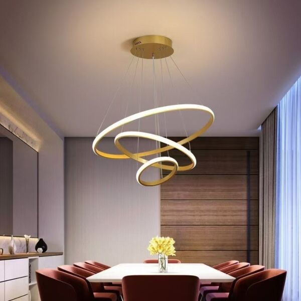 اضاءة معلقة مودرن 3 حلقات ايليش - برونزي