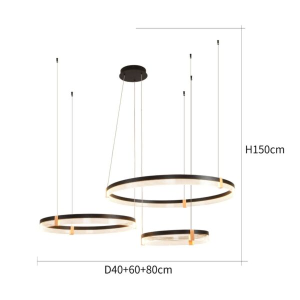 انارة معلقة مودرن اسود 3حلقات