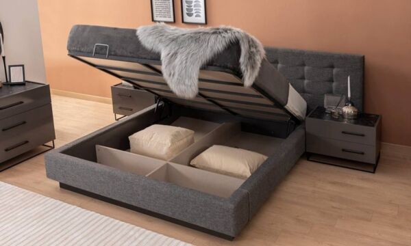 غرفة نوم كينج 6 قطع بدون دولاب كلاسيكال - رمادي