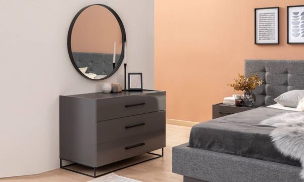 غرفة نوم كينج 6 قطع بدون دولاب كلاسيكال - رمادي