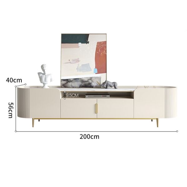طاولة تلفزيون روناز-كريمي وذهبي