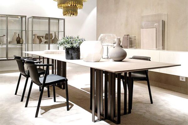 طاولة طعام  بريزونا 6 أشخاص - أبيض رخامي وأسود