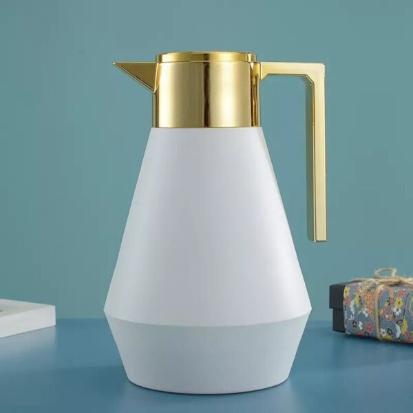 ترمس قهوة اليكس 1 لتر - ابيض وذهبي