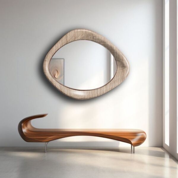 مرأة بإطار خشبي يان