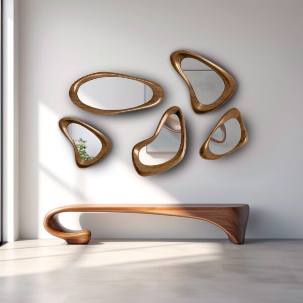 مرأة 5 قطع بأطار خشبي نورسين آيسل