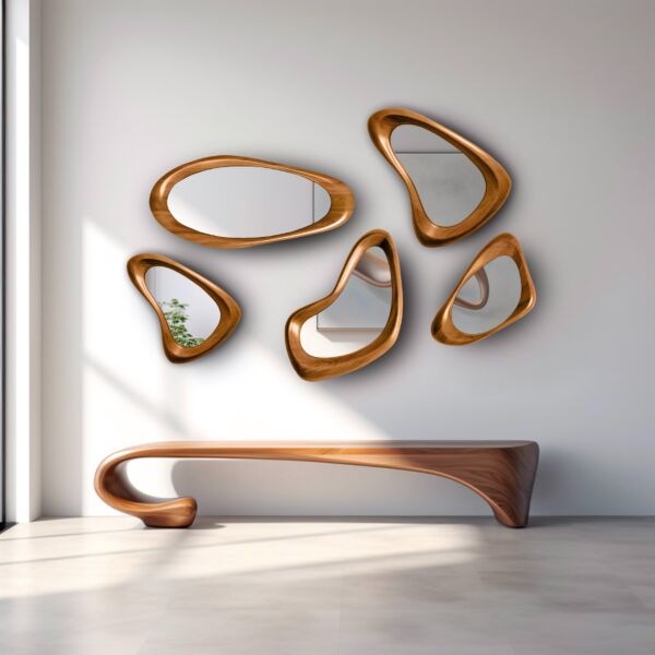 مرأة 5 قطع بأطار خشبي نورسين آيسل