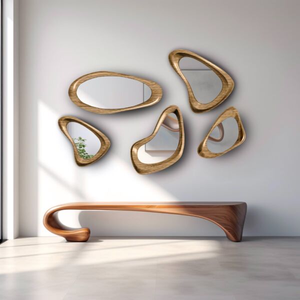 مرأة 5 قطع بأطار خشبي نورسين آيسل